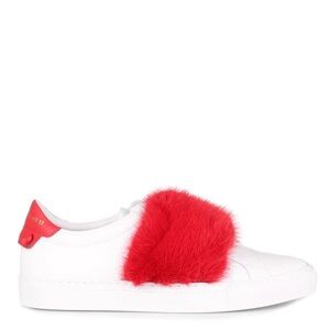 Givenchy White Sneakers with Red Mink Fur